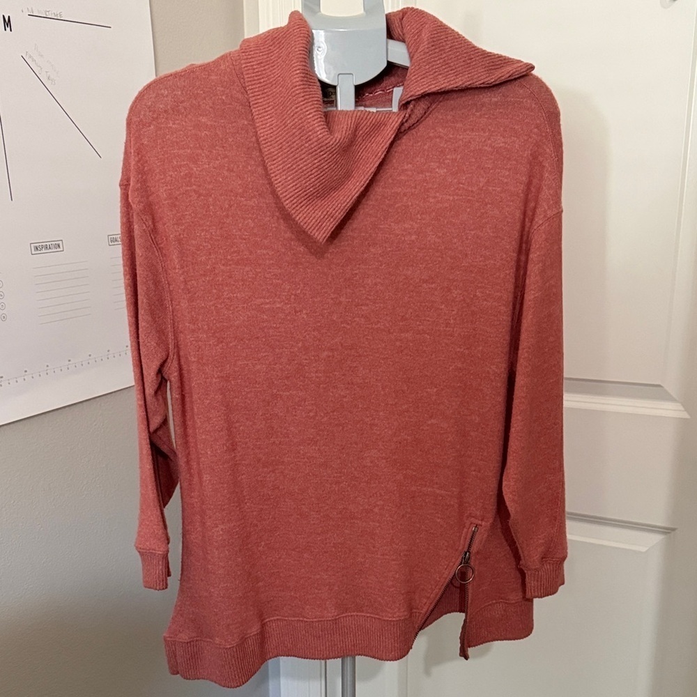 Democracy Women's Cowl Neck Sweater - Brick Red